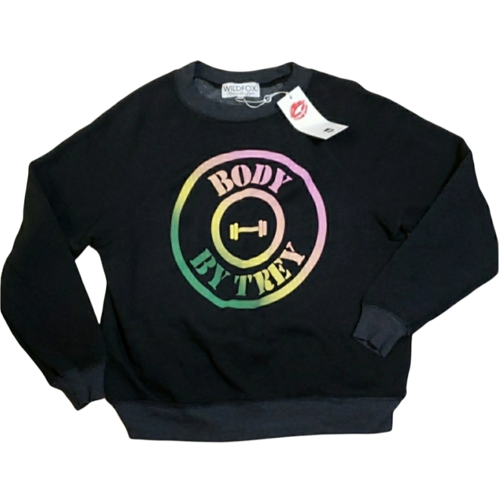 Wildfox Oversized Sweatshirt Women's Size XS NWT Charcoal Grey Rainbow